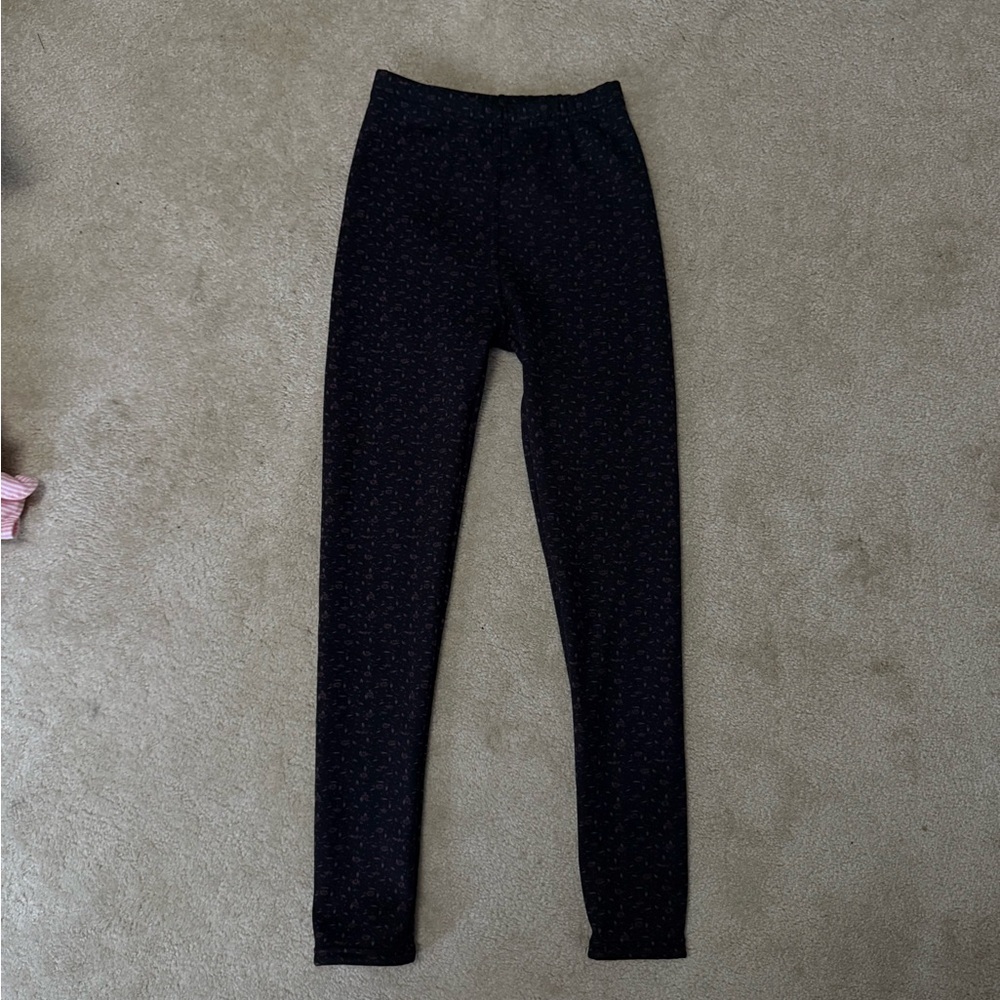 Black Patterned Thermal Leggings
